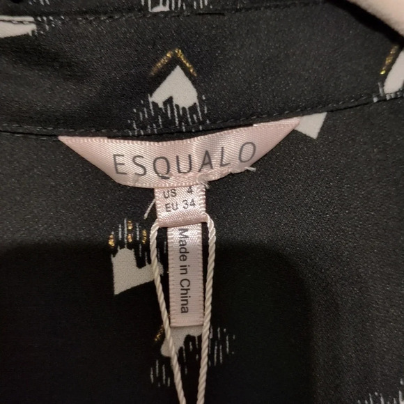 ESQUALO black long sleeve dress with white hearts and gold accent 4 - Picture 3 of 10